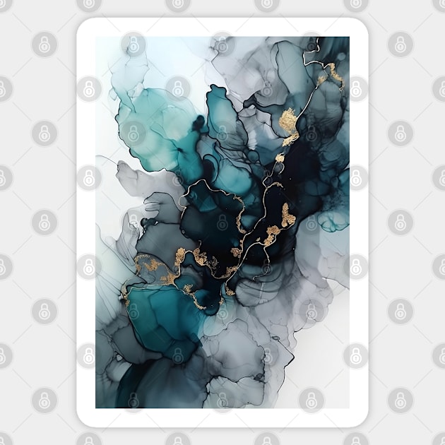 Teal Tidal Wave - Abstract Alcohol Ink Art Sticker by inkvestor